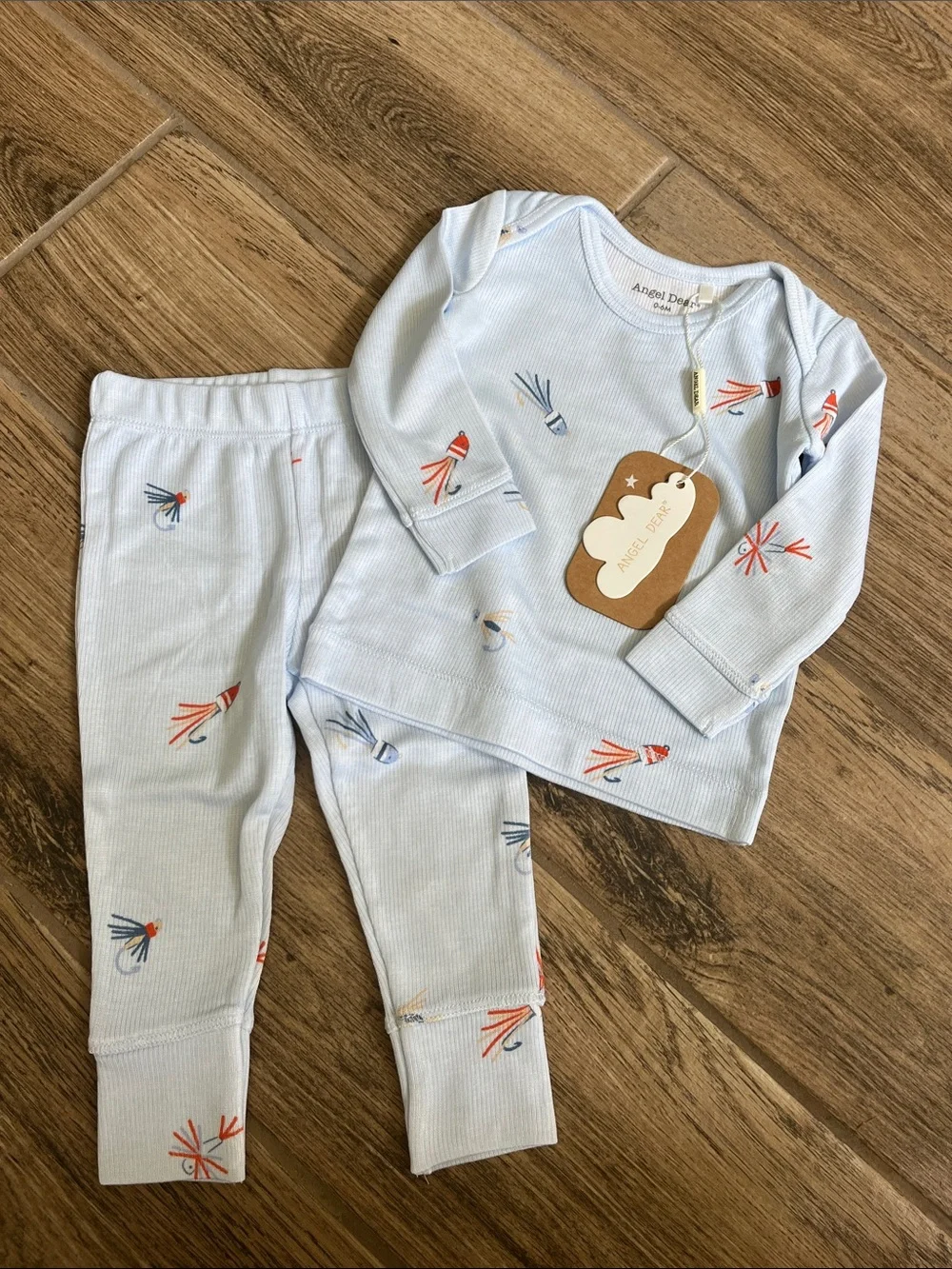 Angel Dear Fly Fishing Lures Pajama Set NWT
